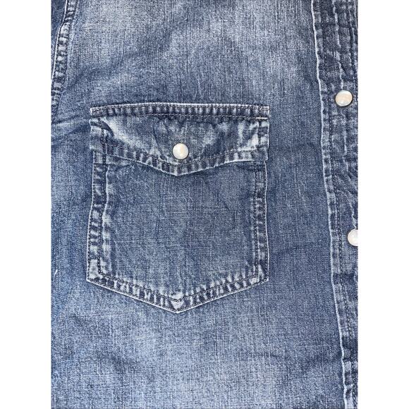 J Crew Denim Pearl Snap Buttons Shirt Top Women's Sz. 12 Slim - Picture 7 of 9